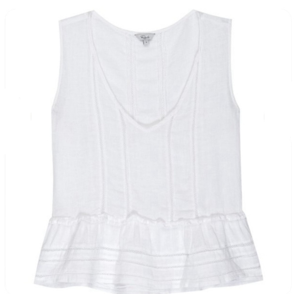 Rails Mira White Linen Blend Open-Embroidered Ruf… - image 2